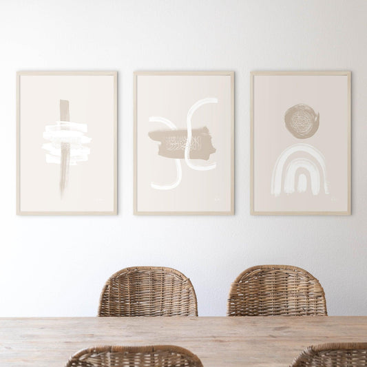 Beige and White Abstract Combination, Large - Doenvang