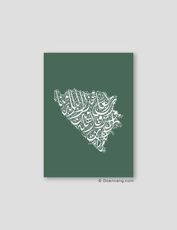 Calligraphy Bosnia, Green / White - Doenvang