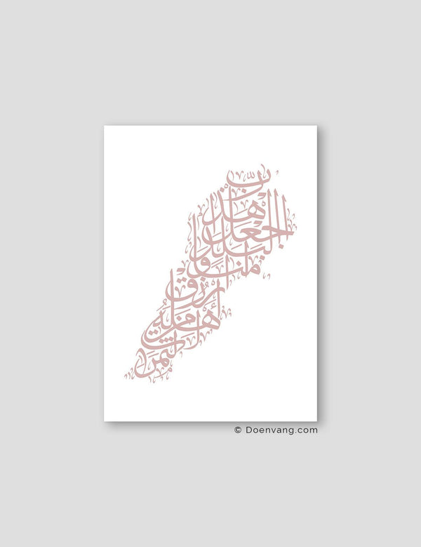 Calligraphy Lebanon, White / Pink - Doenvang