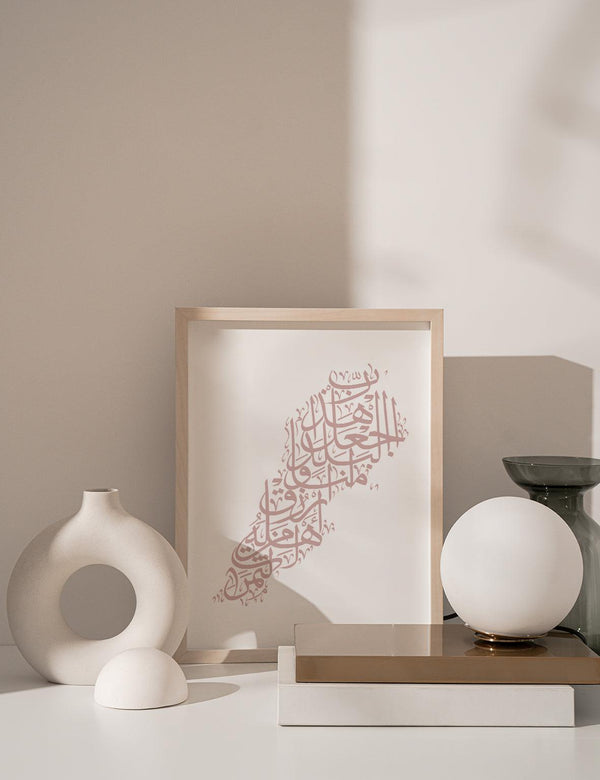 Calligraphy Lebanon, White / Pink - Doenvang