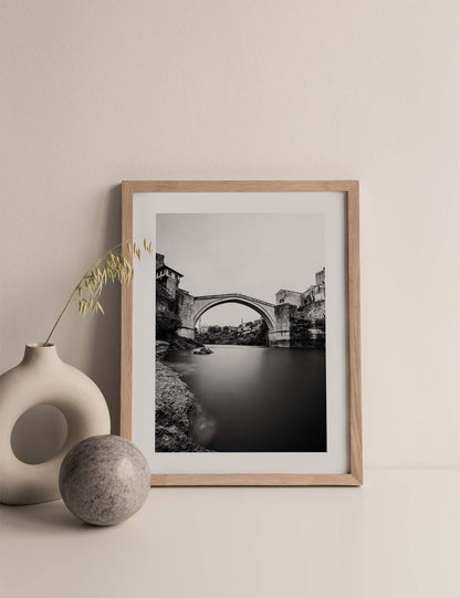 Mostar Bridge Vertical, Black and White | Bosnia 2021 - Doenvang