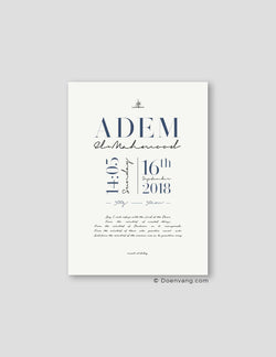 Personalised Birth Poster, Blue - Doenvang